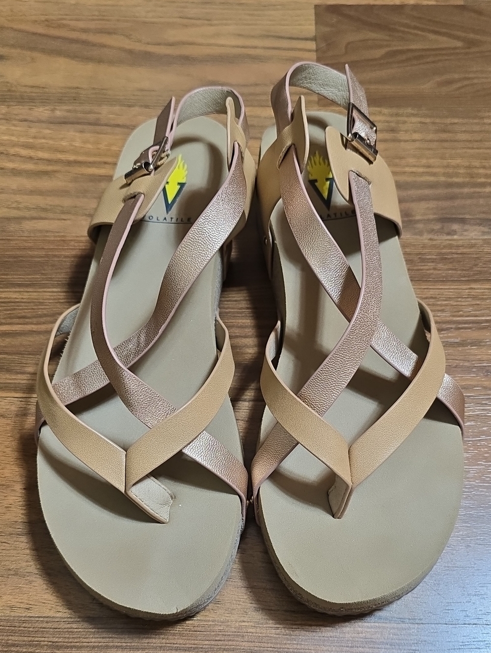 Volatile Engie Low Platform Sandal - Tan/Rose Gold